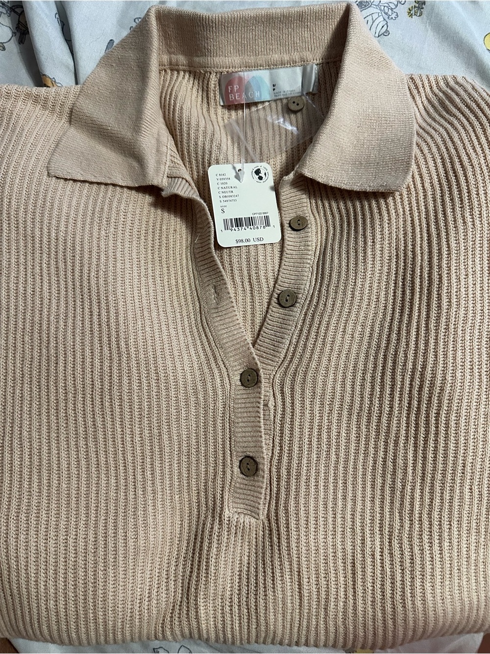 Free People Ribbed Polo Sweater Romper in Natural - NWT